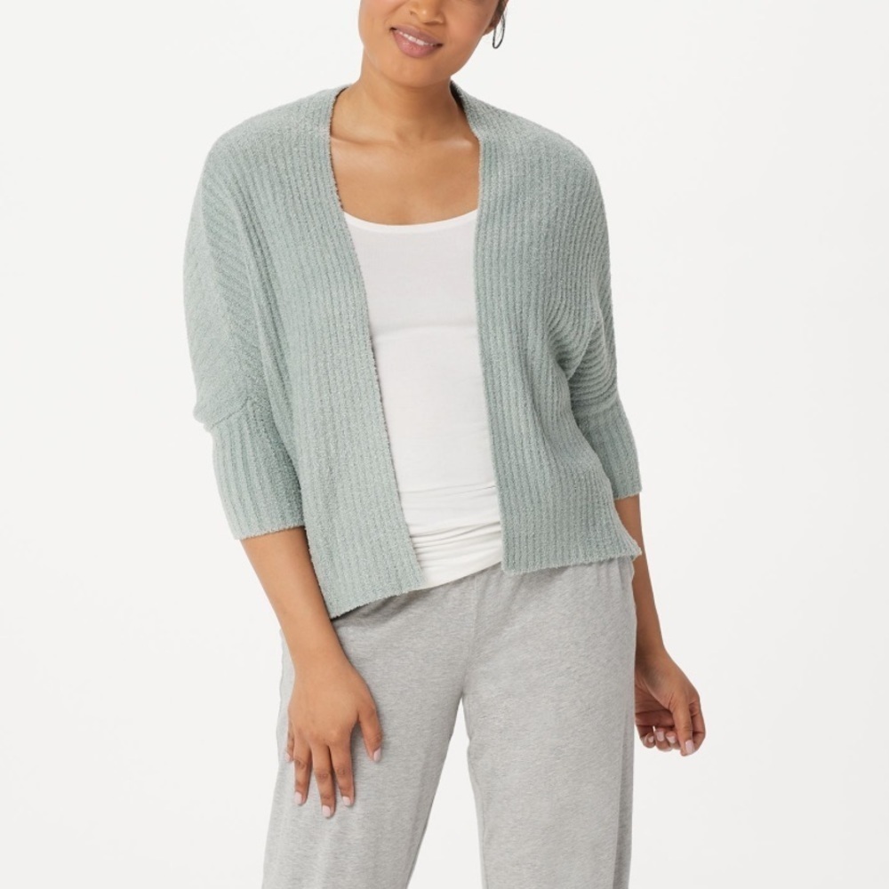 Barefoot Dreams Cozichic Ribbed Shrug Cardi Meadow Green NWT - Picture 11 of 11